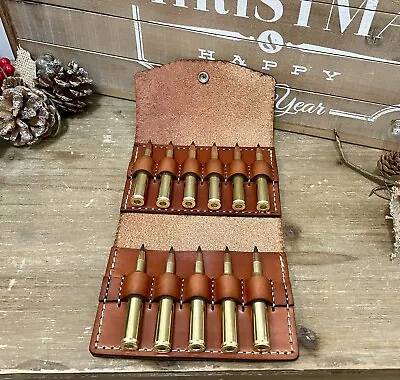 Leather Shooting Rifle Ammo Belt Pouch Hunting Cartridge Wallet 11 Rounds • $55
