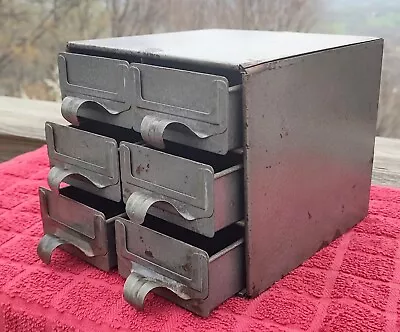Vintage Metal Address Ellott File Box 6 Drawer Small Parts Cabinet Industrial • $34