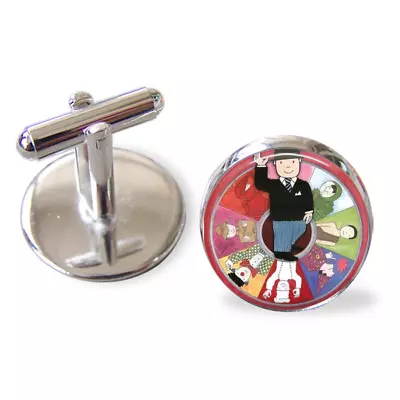 Handmade Mr Benn Cufflinks Retro Design Set Into 16mm Round Cufflinks Boxed • £12.95