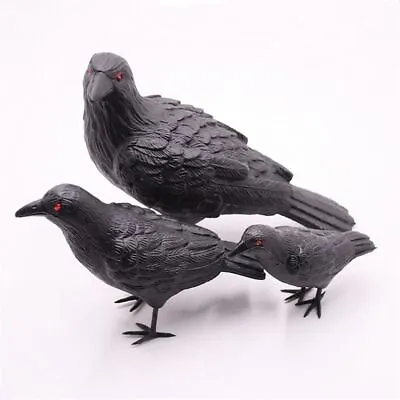 Home Decoration Animal Scary Toys Black Crow Model Fake Bird Simulation • £3.61