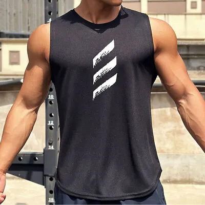 Mens Gym Vest Racerback Bodybuilding Muscle Tank Top Bodybuilding Vest • £10