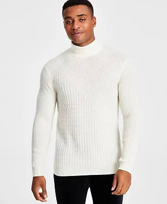 INC Men's Cashmere Mixedstitch Turtleneck Sweater  Antique White Xxl • $25.86