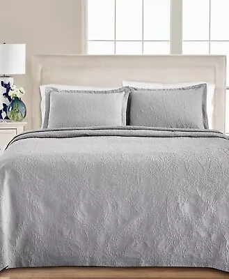 Martha Stewart Collection Floral Matelasse 100% Cotton Queen BedspreadGrey $280 • $89