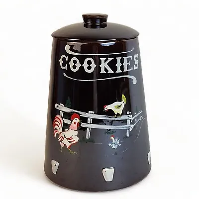 Vintage 1950s Rooster Hen Ceramic Cookie Jar 11 Inch Japan Brownware Redware • $108