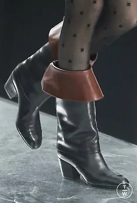 CHANEL 20K Calfskin Leather Musketeer Western Foldover Pirate Boots Heels $1800 • $1499.99