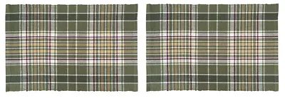 Set Of 2 DAWSON Ribbed Placemat By C&F Home - Green Tan Wine White Plaid • $13.45