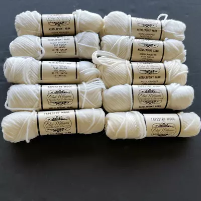 Elsa Williams White Needlepoint Yarn 100% Wool 40 Yard Skein Lot 10 • $42