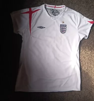 England Football Shirt Womens 14 White Umbro Home National Jersey 2005/2007 • £18