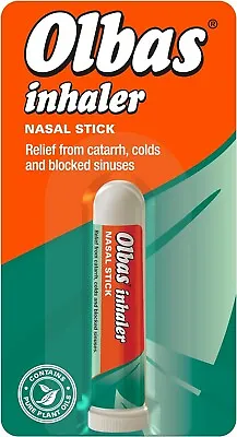 ⭐️✅1x Olbas Inhaler Nasal Stick Blocked Sinuses Cold Flu Fever Essential Oil⭐️ • £3.26