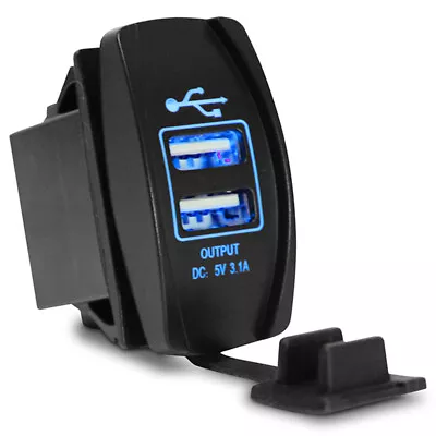 Car Charger 3.1A Blue LED Dual USB Ports Adapter Power Outlet For Boat Truck ATV • $14.30