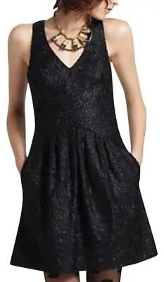 New Anthropologie Leifsdottir Embroidered Applique Sleeveless Black Dress • $28.50
