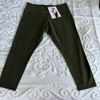 Women With Control Reversible No Side Seam Leggings Olive/Black Large NWT • $16.99