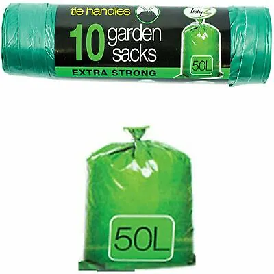 £9.95 • Buy 60 X Garden Sacks Waste Bags 50L Refuse Grass Leaves Rubbish Bin Bag Tie Handles