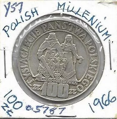 Excellent Condition Poland Polska 1966 Y57 Silver 100 Zloty Coin Free Shipping • $52