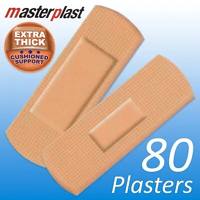 CUSHIONED PLASTERS 80Pc Extra Thick Padded Fabric Sports Assorted Wound Dressing • £5.98