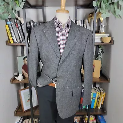 Diniz & Crux Men's Sport Coat Blazer Three Button Gray Herringbone Wool 45L • $85