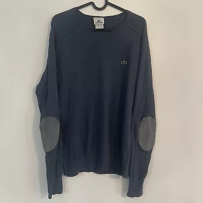 Lacoste Thin Knit Jumper With Elbow Pads - Navy - Mens Size M • £14.99