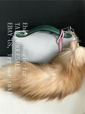 Real Crystal Fox Tail Keychain Fur Tail Pageant Costume Cosplay Toy Bag Pendant • $10.90