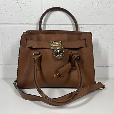 Michael Kors Hamilton Leather Shoulder Bag Camel Brown Luggage Brown Authentic • $69.95
