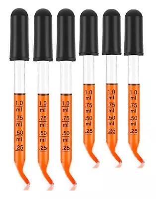 6pcs Essential Oils Medicine Art Eye Glass Graduated Dropper 3  + 4  Curved • $7.99