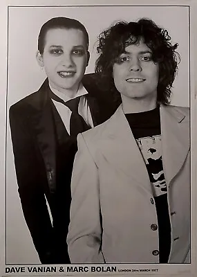 THE DAMNED Poster Dave Vanian & Marc Bolan Of T. Rex London 1977 33 X 23 Inches • £14.99