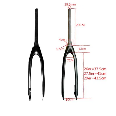 Mountain Bike Carbon Fiber Fork 26/27.5/29er Bicycle Rigid Tapered Forks 1-1/8  • $95.99
