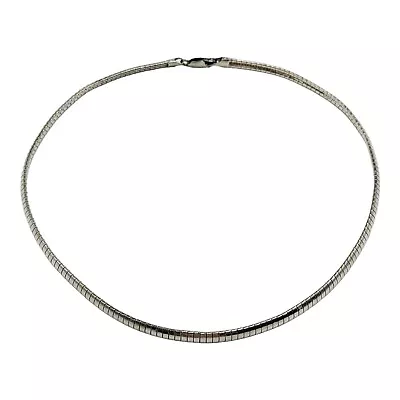 Milor Sterling Silver 6mm Polished Panel Cubetto Omega 925 Necklace Italy 17.5” • $74.95