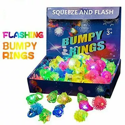 $23.41 • Buy Fun Light Up Toys Jelly LED Bumpy Rings Glow In The Dark Party Favors 30 Count