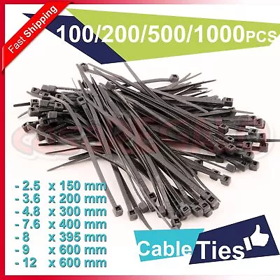 Cable Ties Zip Ties Nylon UV Stabilised 100/200/500/1000 X Bulk Black Cable Tie • $189.95