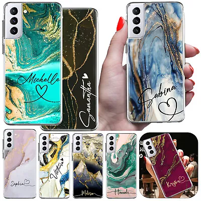 Phone Case For Samsung Galaxy S24 S23 Plus S22 S21 Personalised Marble TPU Cover • £5.98