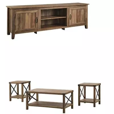 Home Square 2 Piece Set With 70  TV S And And 3 Piece Coffee Table Set In Oak • $763
