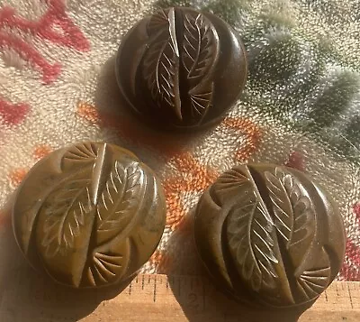 Vintage Lot Art Deco  Chunky Carved Bakelite Coat Buttons Marbled Green Shank • $19.95