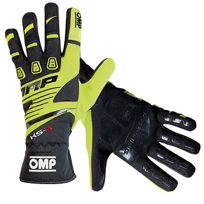 OMP Karting Gloves KS-3 BLACK/YELLOW Sizes 4 5 6 XXS XS S M L XL Kart KS3 STOCK • $58.52