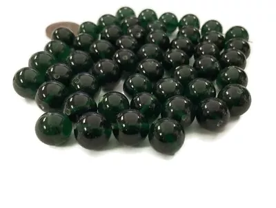 50 VINTAGE JAPANESE 1950's GLASS MIDNIGHT DARK EMERALD 12mm. ROUND BEADS 4573ME • $9.74