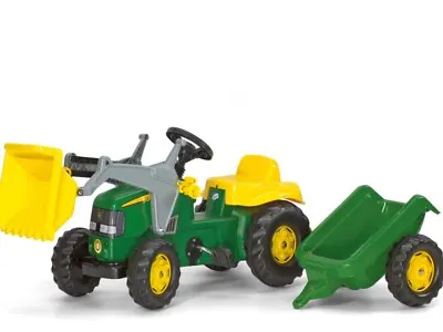 £114.99 • Buy Rolly John Deere Tractor Ride On W/ Functional Frontloader Trailer Childrens Toy