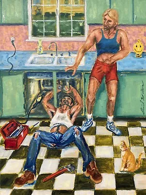 Original Gay Male Interest Art Oil Painting By Daniel W Green Nude Man Vintage • $250