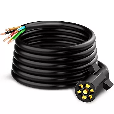 12 FT 7 Way Trailer Cord Wire Harness Light Plug Inline Cable With Connector RV • $41.27