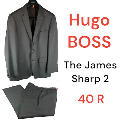 Hugo Boss Suit The James Sharp 2 Gray Striped Wool 2 Button Jacket Pants Men 40R • $169.97