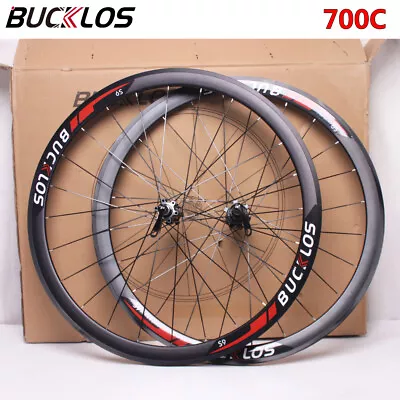 ​BUCKLOS Road Bike Carbon Hub Wheelset 700C 40mm Rim Disc Brake Clincher Wheels • $189.19