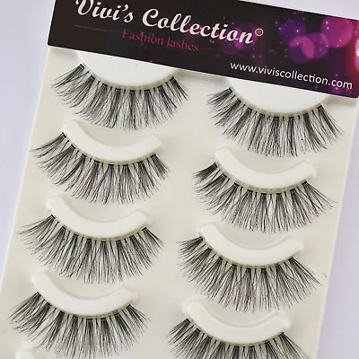 Vivis® Lashes False Eyelashes Natural Long Thick Wispy Fake Eye Handmade Strip • £2.99