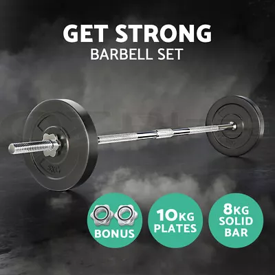 Everfit 18KG Barbell Weight Set Plates Bar Bench Press Exercise Home Gym 168cm • $66.95