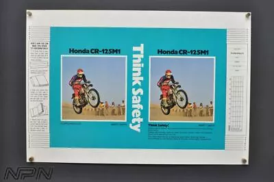 Vintage NOS 1975 Honda CR125 Elsinore Book Cover Marty Smith Think Safety • $82.49