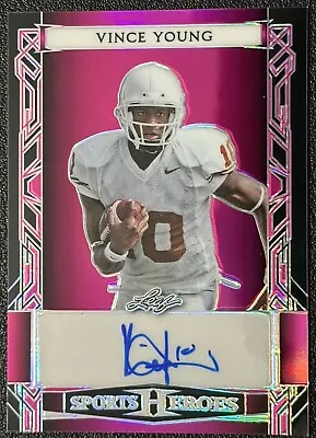 Vince Young 2024 Leaf Sports Heroes Base Auto Pink 7/7 Longhorns • $7.99