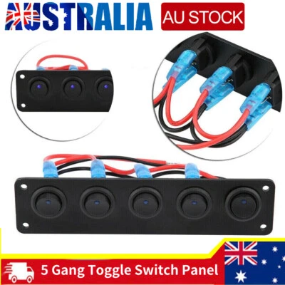 $19.88 • Buy 12V Switch Panel 5 Gang ON-OFF Toggle LED Rocker For Car RV Boat Yacht Marine AU