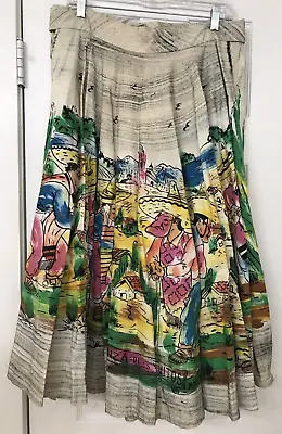 Vtg Falda's Kent Hand Painted Washable Circle Skirt Sz M  Danza De Los Viejitos  • $69.99