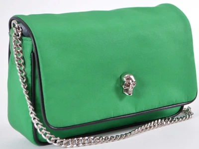 $897.98 • Buy New Alexander McQueen Chrome Green Nylon Skull Clasp Crossbody Camera Bag Purse