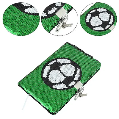 $20.81 • Buy Sequin Journal Portable Fashion Football Pattern School For Kids With Lock Keys