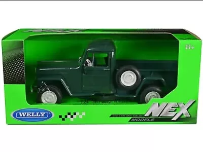 1947 Jeep Willys Pickup Dark Green 1/24 Diecast Model Car By Welly 24116 • $27.99