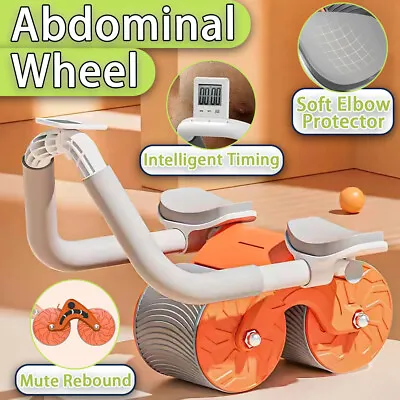 Automatic Rebound Abdominal Ab Roller Wheel ABS Gym Exercise W/ Elbow Support AU • $28.99