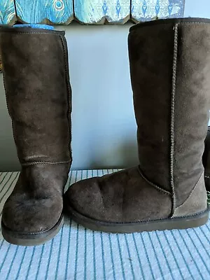 Ugg Classic Tall Chocolate Brown Shearling Style Boots 9  • $30